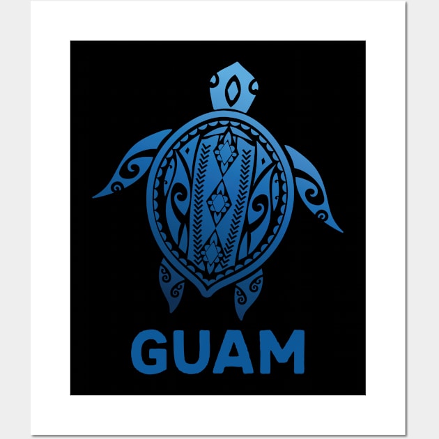 Guam Tribal Tattoo Blue Sea Turtle Souvenirs Wall Art by kalponik